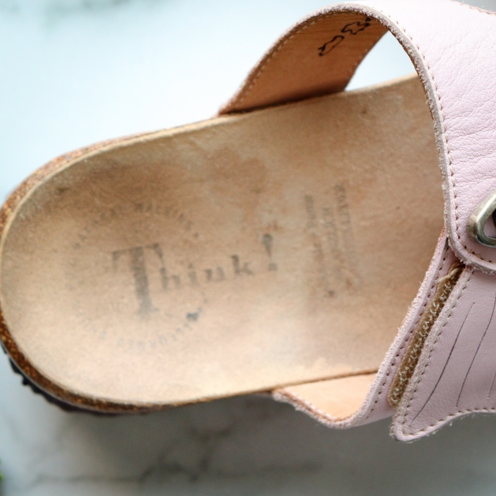 THINK! Mizzi face sandal leather cork pink slide - Picture 6 of 8